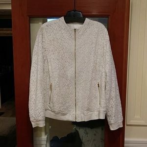 Lane Bryant shimmery lace bomber jacket